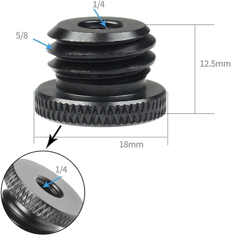 1/4 inç Tripod Vidasını 5/8 İnçe Dönüştürücü Vida Adaptörü Siyah