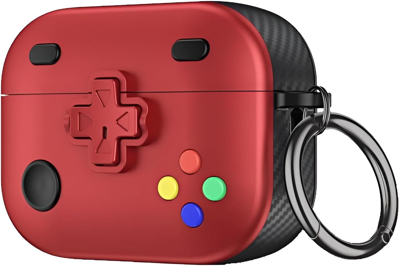 Airpods 3 ile Uyumlu Gaming Serisi Hybrid Tasarım Kılıf - İç Kısmı TPU - Dış Kısmı Polikarbonat - Kenarları Fiber Karbon Kaplama Premium Tasarım ve Mükemmel Koruma (Kırmızı, Airpods 3 2021)