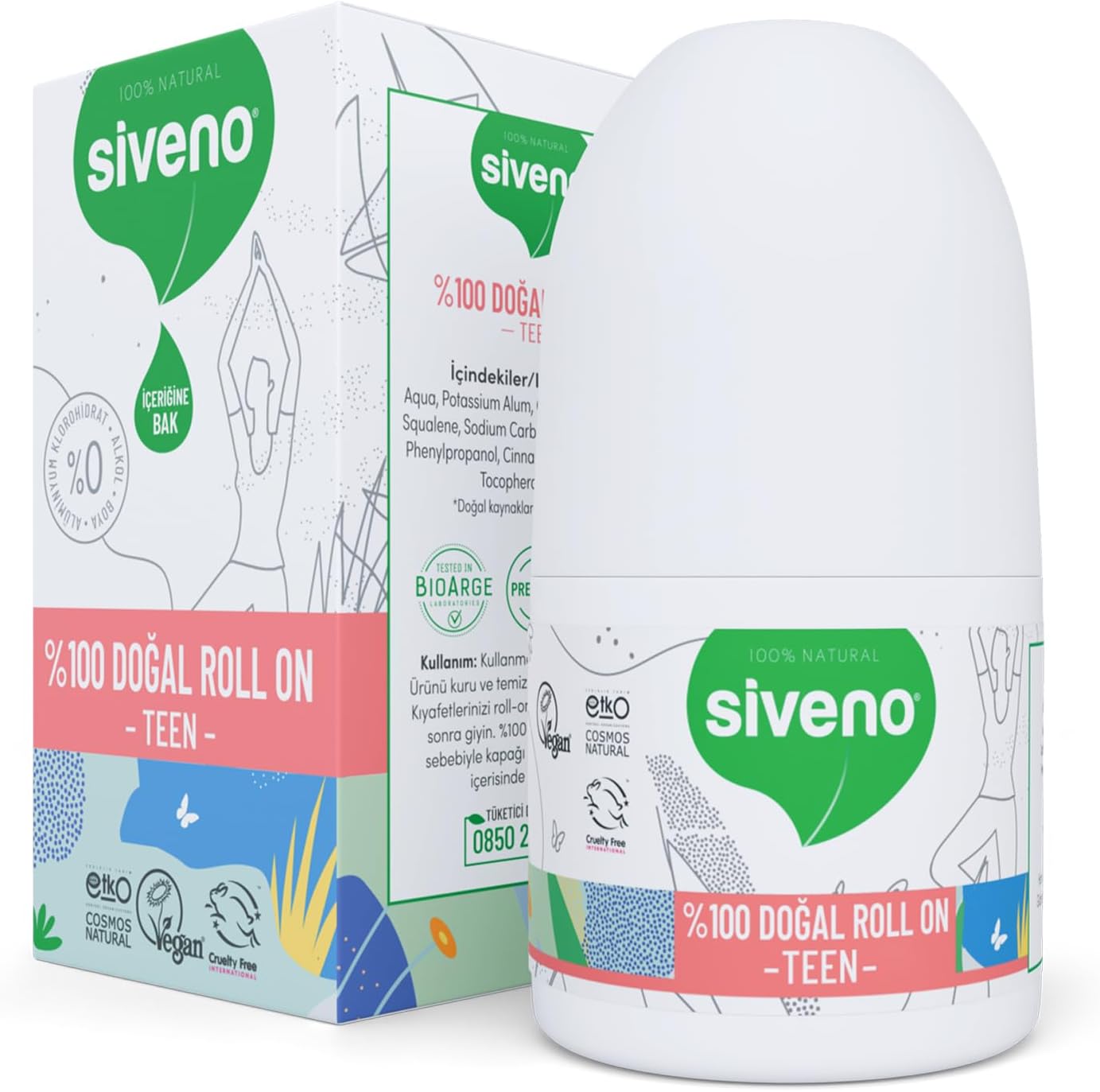 %100 Doğal Roll On Teen Girl Genç Kız Deodorant Ter Kokusu Önleyici Bitkisel Leke Bırakmayan Vegan 50 ml