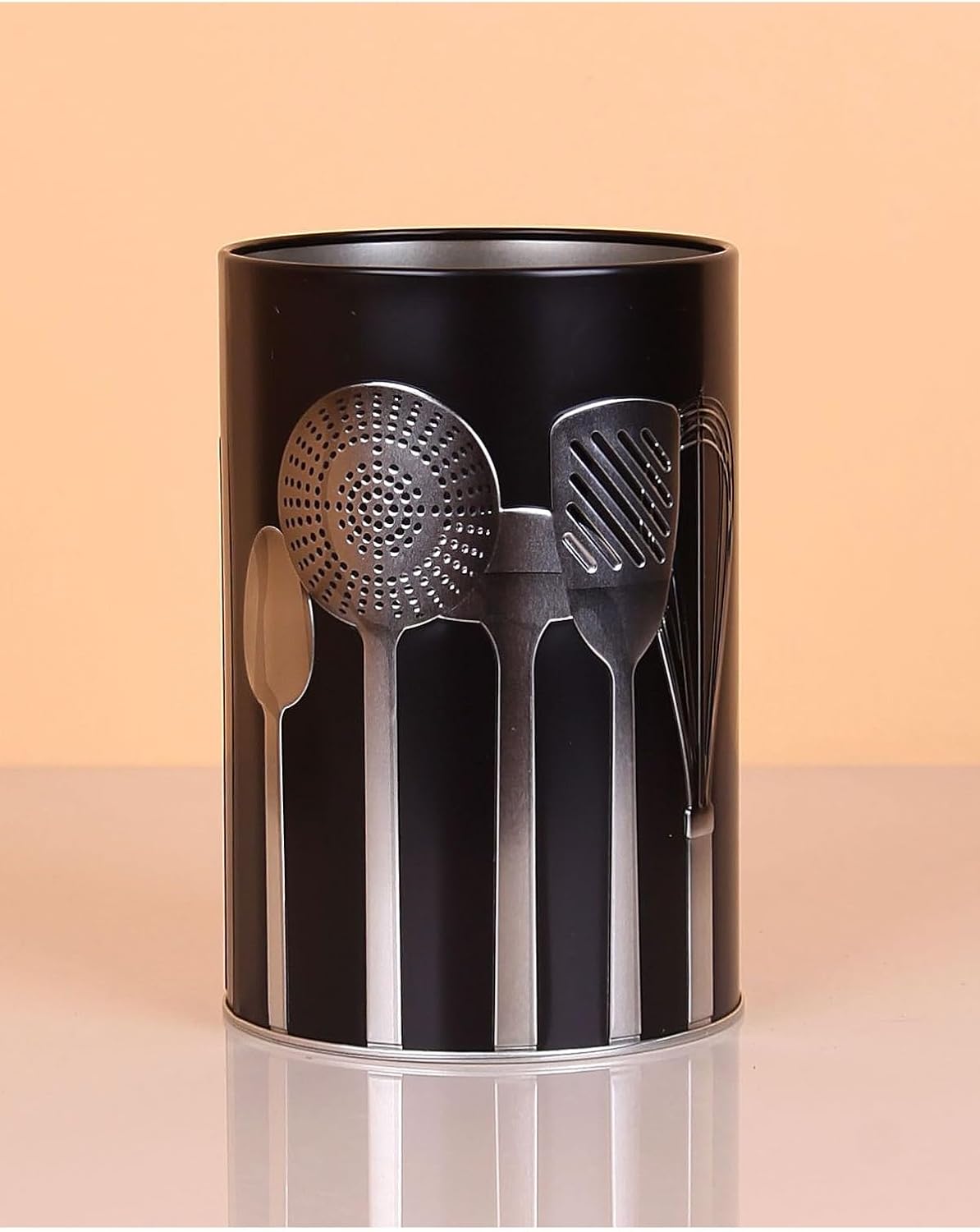 UCR HOME Metal Silindir Desenli Kaşıklık Servis Kepçe Kevgir Düzenleyici Toparlayıcı