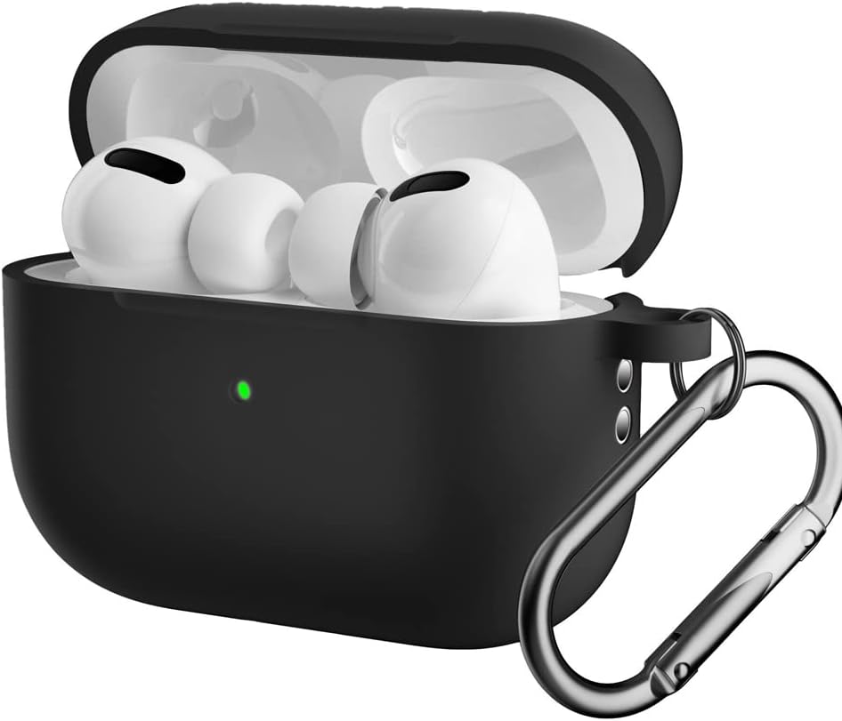 For AirPods Pro 2 ile uyumlu Kılıf Silikon Tam Koruma Kancalı Anahtarlık Comely For Apple Airpods Pro 2 ile Uyumlu Silikon Kılıf Siyah