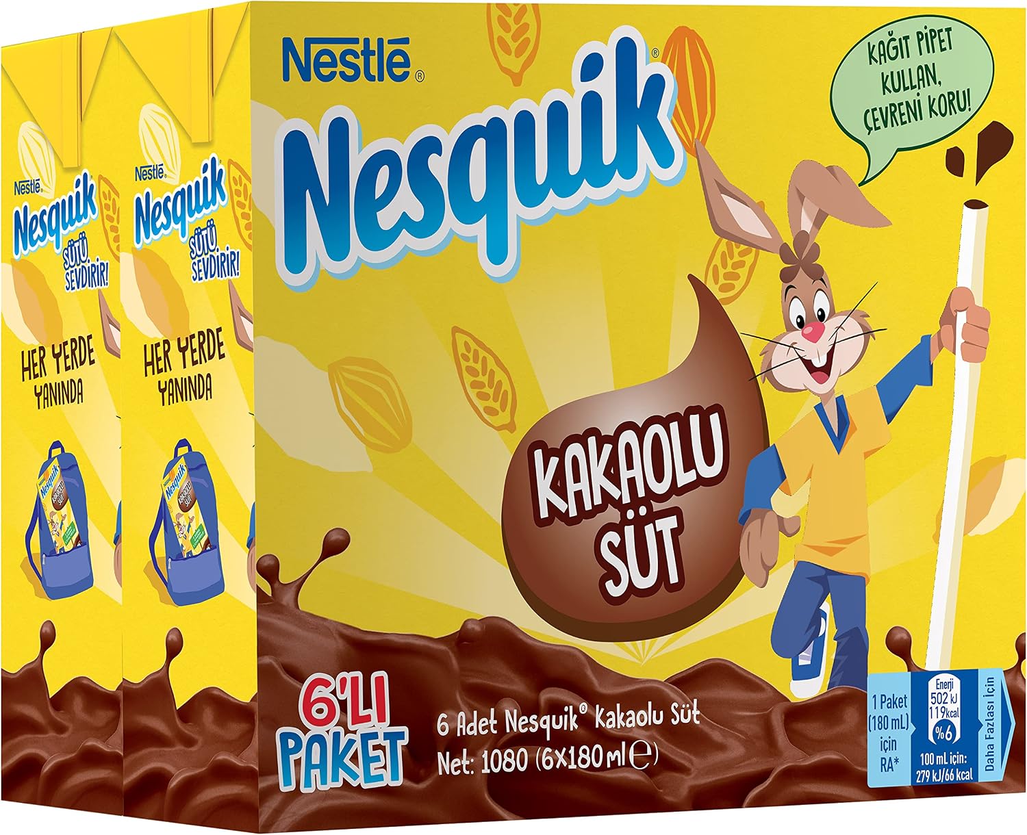 Kakaolu Süt 6'lı Paket (6 x 180 ml)
