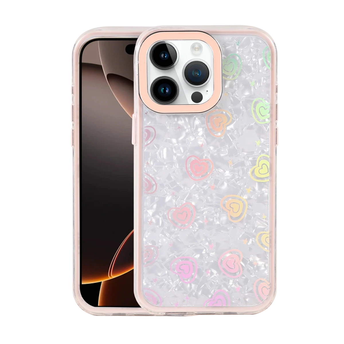 Apple iPhone 14 Pro Max Lumi Desenli Kapak - Pembe