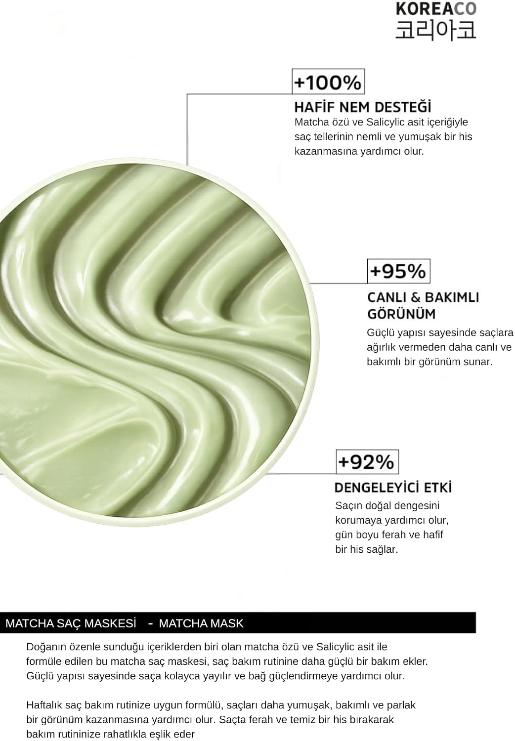 Matcha Therapy Mucize Saç Maskesi | Güçlendirici Parlaklık Verici İpeksi Yumuşaklık 200 ml