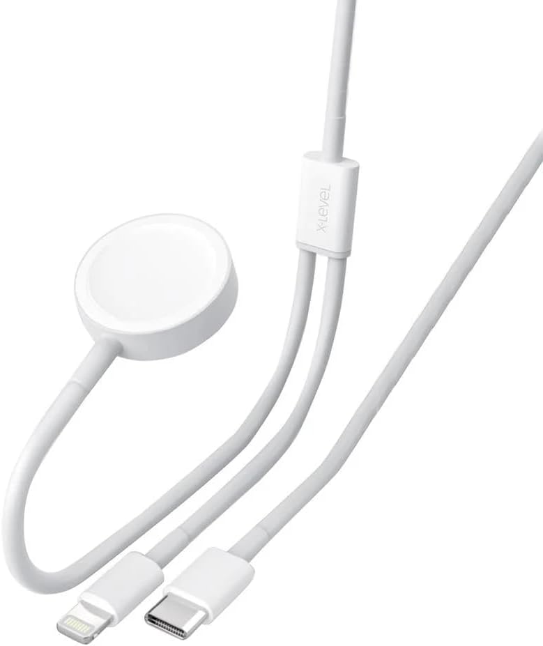 AppleWatch ile Uyumlu Manyetik Şarj Kablosu, Lightning 27W PD, Type-C to Lightning Kablolu ve Manyetik Kablosuz Şarj, 480Mbps Aktarım Hızı, 1.2 Metre, XWC9006, Beyaz