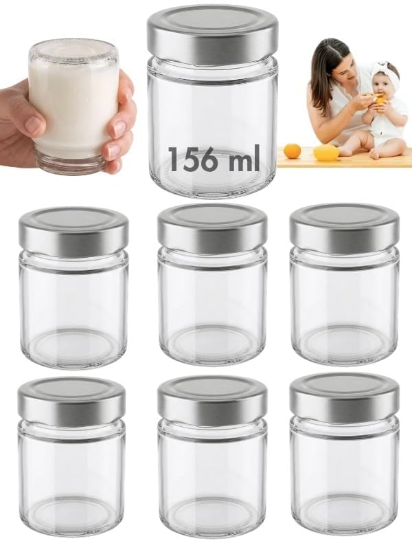 MİLEA 156 ml Gümüş Kapaklı Cam Bebek Mama Kabı