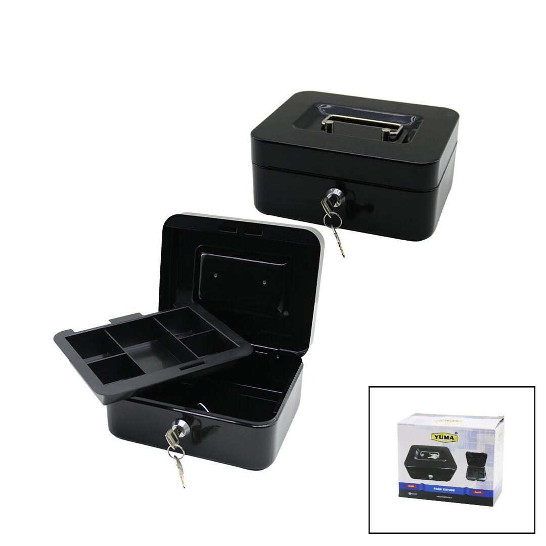 Anahtarlı Küçük Metal Para -değerli Eşya Kutusu 2KAT=TEK+6 Bölme Taşıma Kulp - 15.2X11.8X8CM