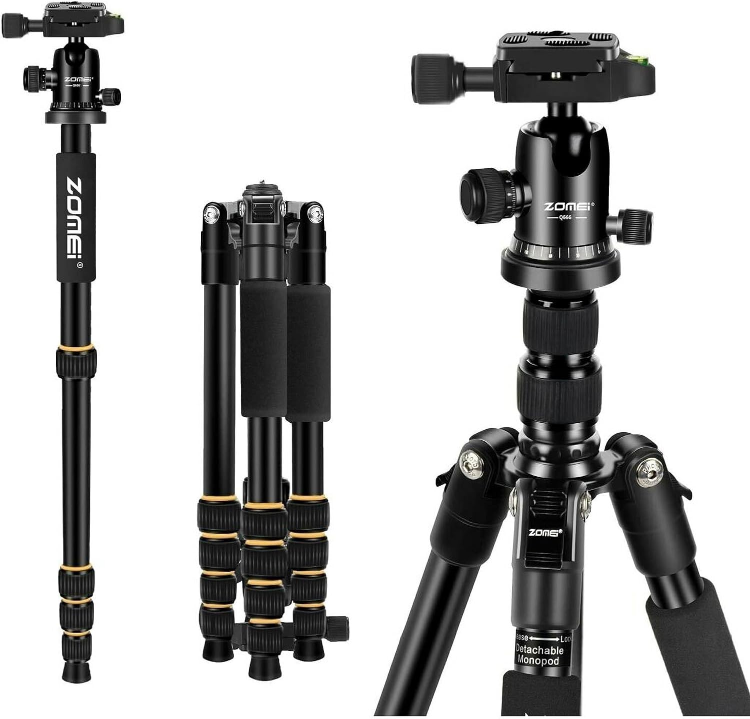 Zomei Q666 Tam Profesyonel Tripod Kaliteli Alüminyum Taşınabilir Tripod Top Başlı Ağır Hizmet Hafif Kompakt Seyahat Nikon Canon Sony Tüm DSLR ve Dijital Fotoğraf Makinesi için
