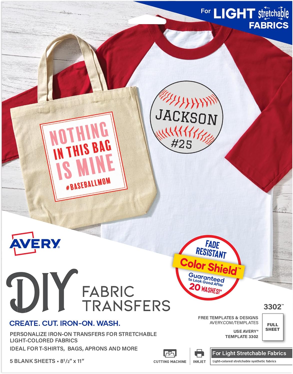Hafif Kumaşlar için Yazdırılabilir Gerilebilir Isı Transfer Kağıdı, 8.5 "x 11", Mürekkep Püskürtmeli Yazıcı, 5 Yaprak (3302)