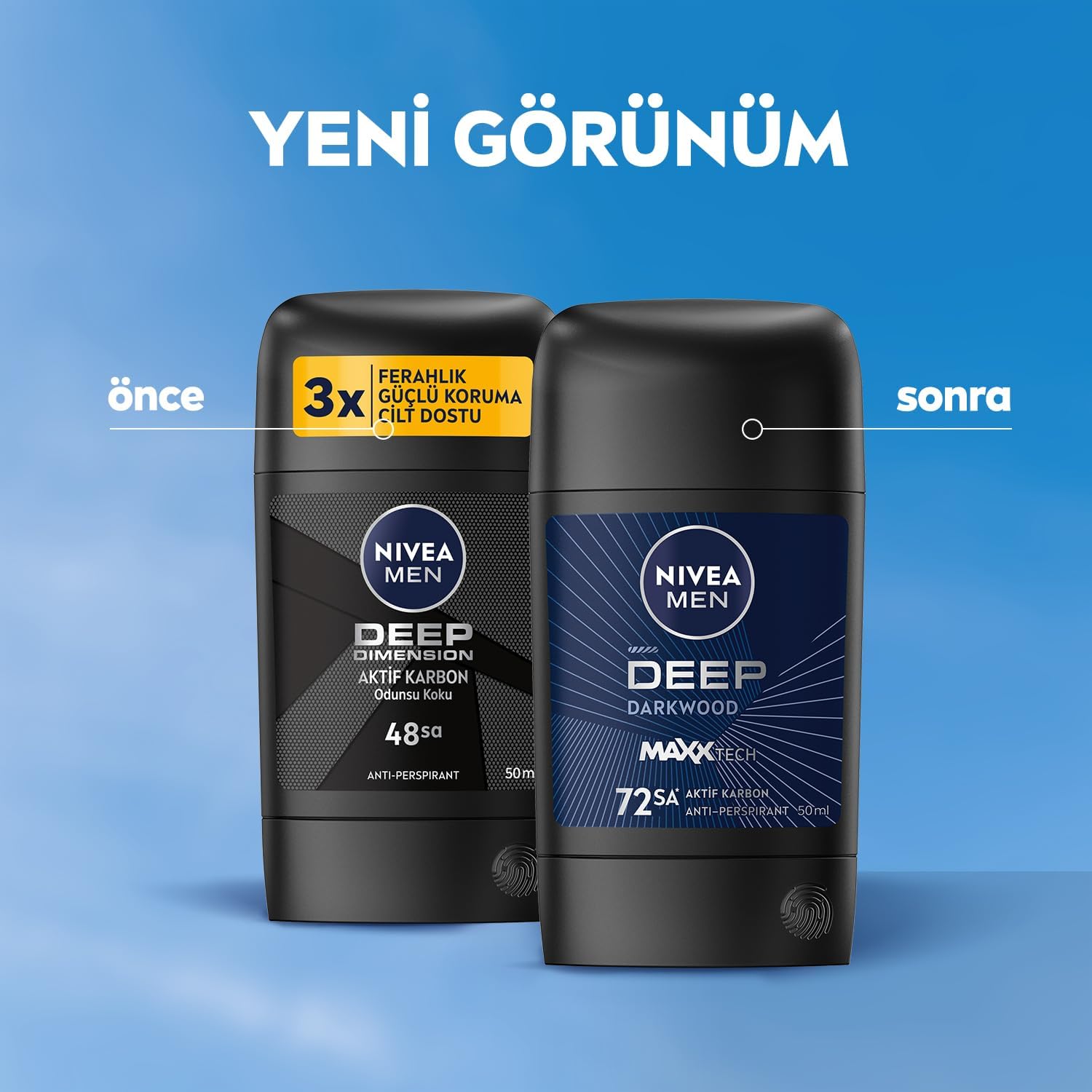 Erkek Stick Deodorant Deep Dimension 50 ml,72 Saat Ter ve Ter Kokusuna Karşı Anti Perspirant Koruma,Aktif Karbon