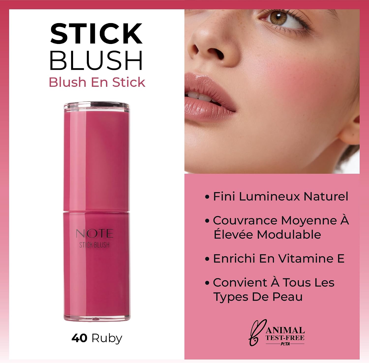 Cosmetics Stick Blush Nemlendirici Yumuşak Stick Allık - 40 Ruby