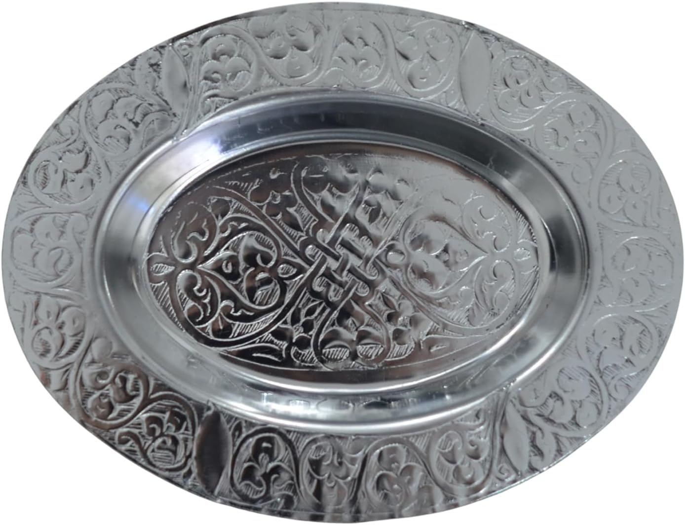 Paslanmaz Çelik Oval Tepsi – 304 Kalite Krom, Dekoratif ve Servis Amaçlı Küçük Tepsi (18 cm)