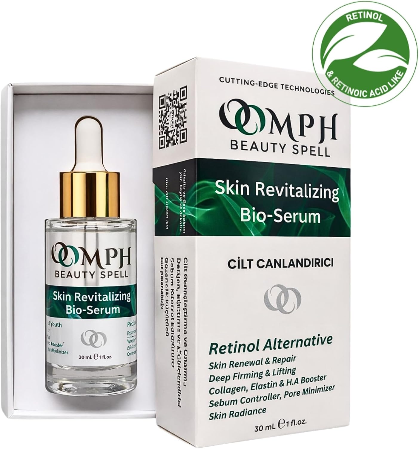 Skin Revitalizing Bio-Serum – Retinol Alternatifi Peptit Serum, Cilt Canlandırıcı,Vegan Kolajen, Deniz Biyo-Aktifleri, Niasinamid ve Hyaluronik Asit – 30 ml