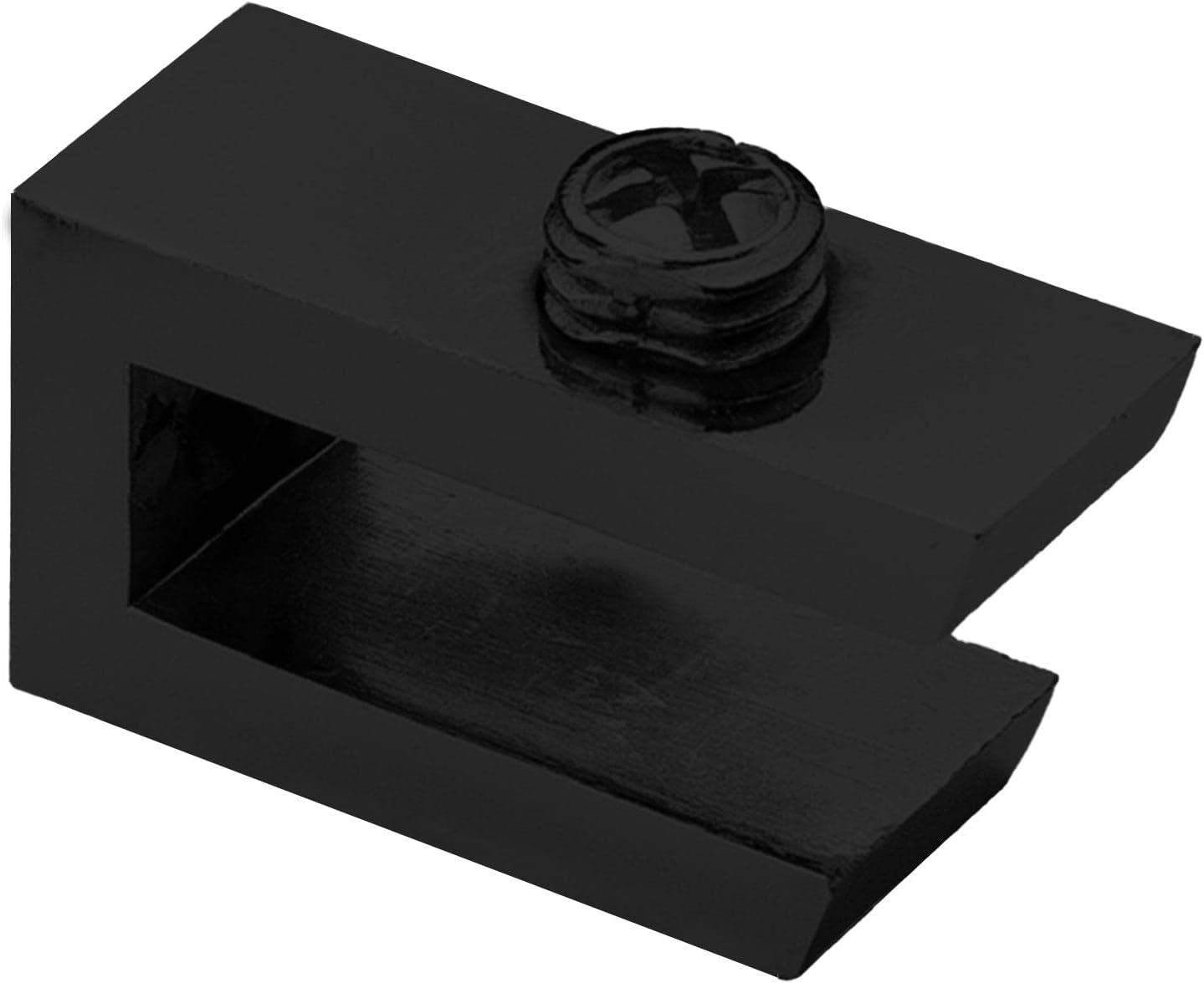 Cam Tutucu Ahşap Raf Tutucu Cam Etejeri Metal U Tipi Mat Siyah Metal Vidalı (4 ADET)