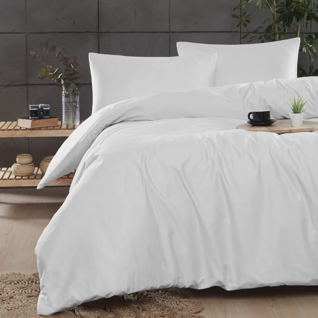Ranforce Tek Kişilik Pamuklu Nevresim Takımı 160x220 - Beyaz