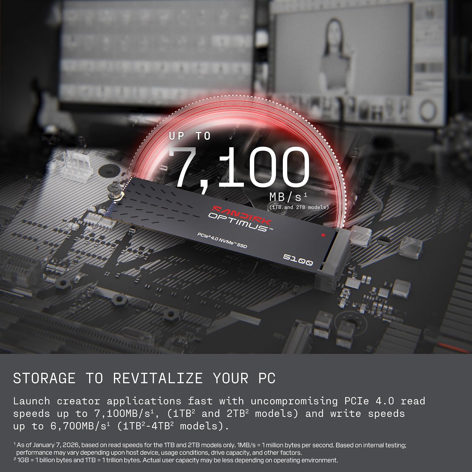500GB Optimus 5100 NVMe SSD - PCIe 4.0 x4, M.2 2280, 6.600 MB/s'ye Kadar Okuma Hızı - SDSP51500GAN