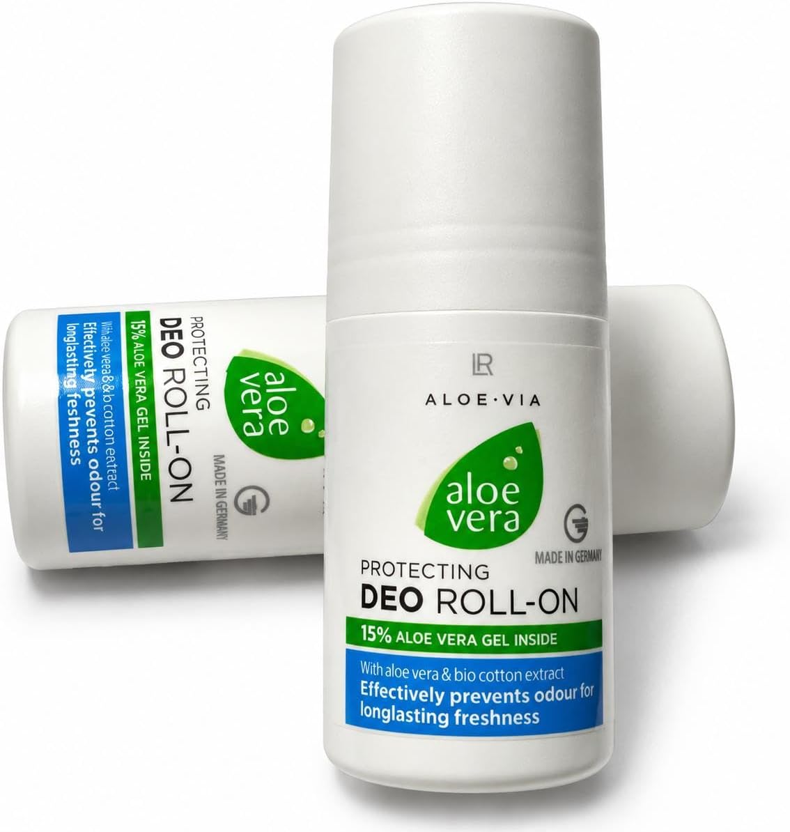 ALOE VIA Alkolsüz Deo Roll-On, %15 Aloe Vera Jel ve Organik Pamuk Ekstreli, Hassas Ciltler İçin, 50 ml