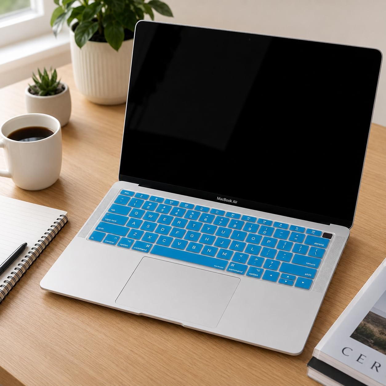 Silikon Klavye Koruyucu MacBook Air 13 Retina Uyumlu A1932 A2179 A2337 M1 | US Amerikan Enter ANSI | İngilizce Keyboard Cover Açık Mavi