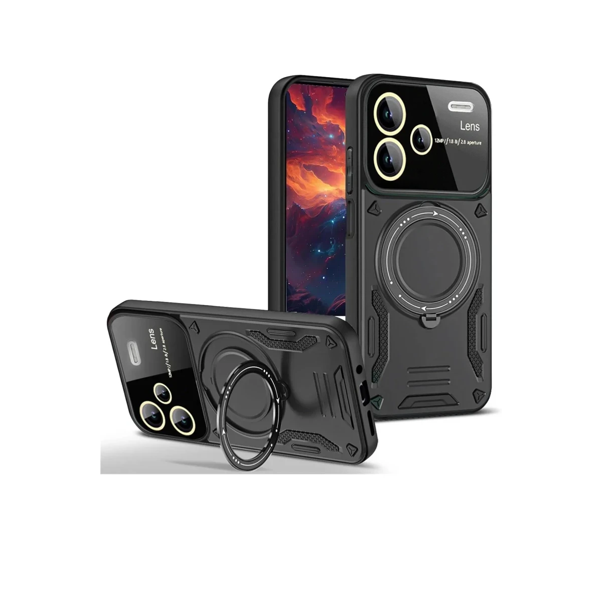 Xiaomi Redmi Note 13 Pro Plus Joy Lens Standlı Kapak - Siyah