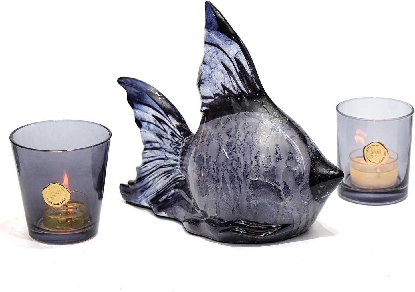 Dekoratif Ocean Art Siyah Balık Heykeli (23 cm)