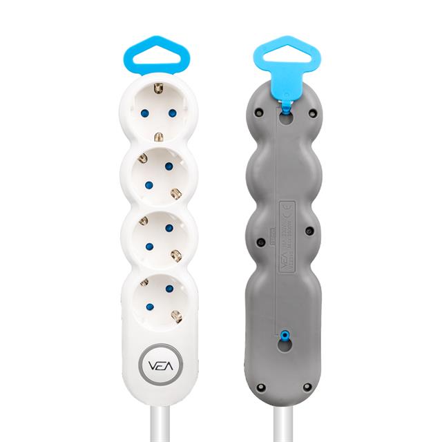 Vea VE-2S4S 4’Lü 1.5 Metre Kablolu Anahtarlı Grup Priz