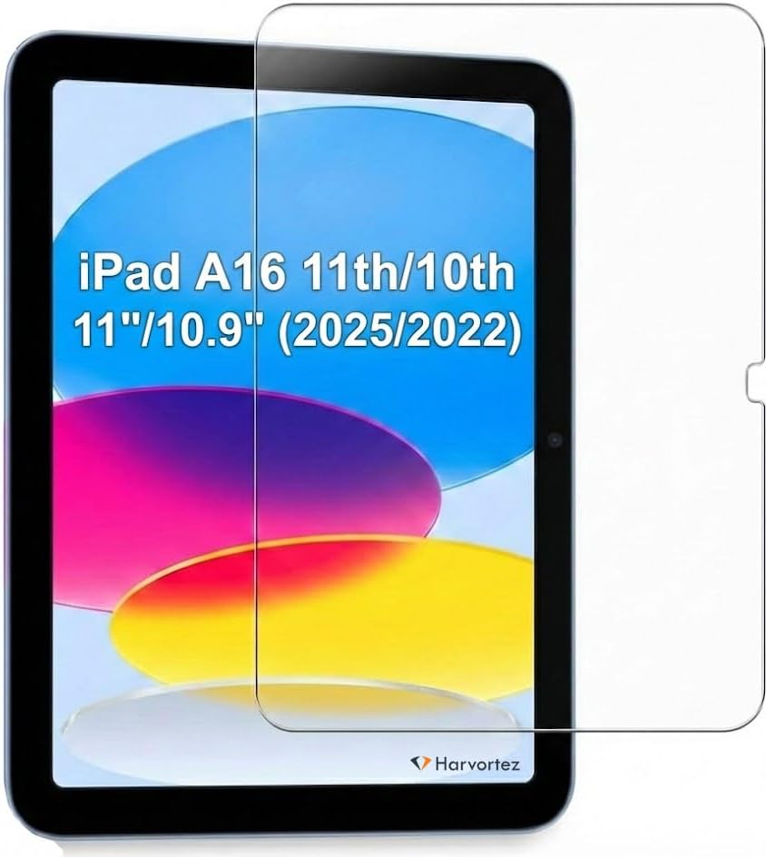 iPad 11. Nesil 11 inç (A16 2025) ve 10. Nesil 10.9 inç (2022) ile Uyumlu 9H Temperli Ekran Koruyucu - Apple Pencil ve Face-ID Hassasiyeti, Darbeye/Çizilmeye Dayanıklı Koruyucu Cam