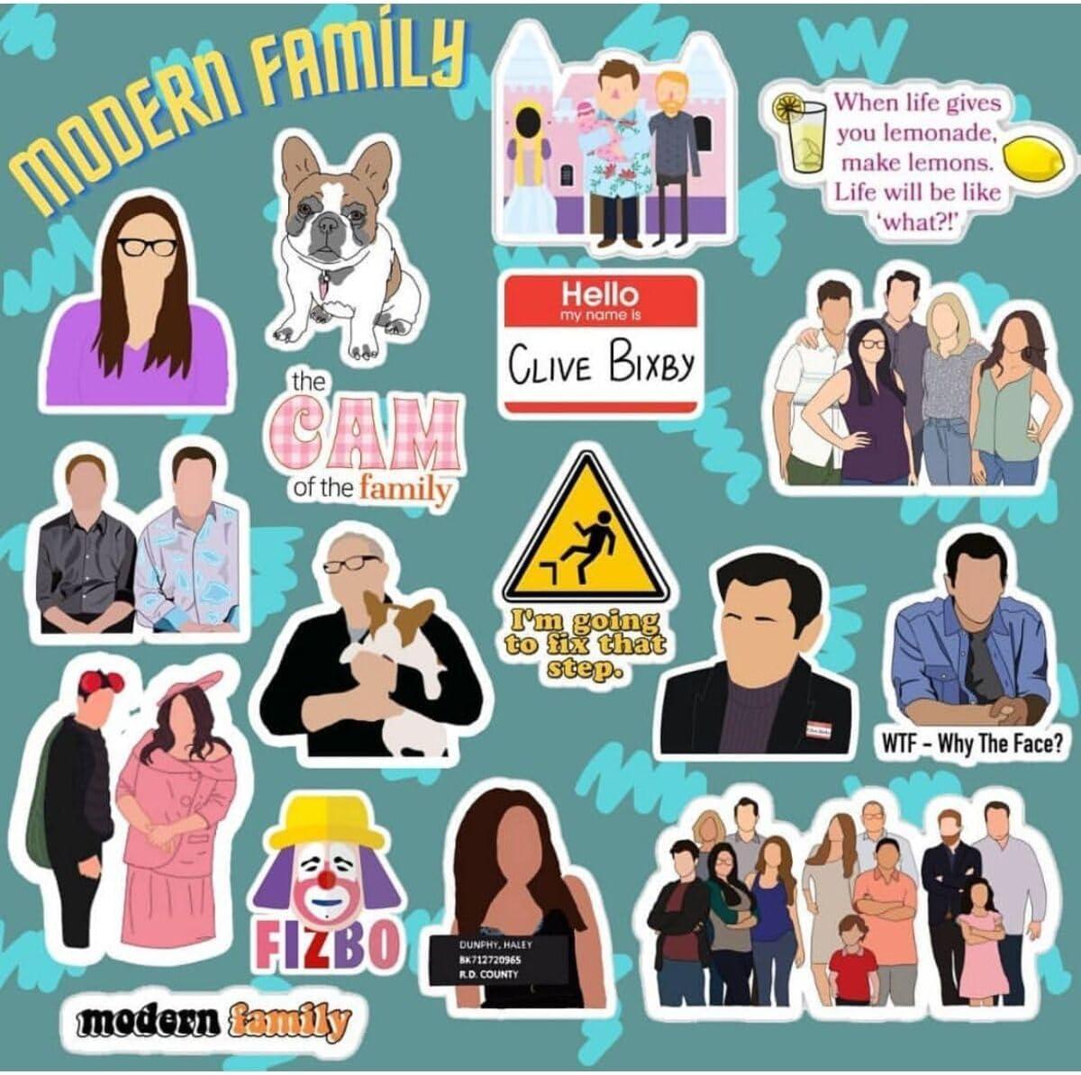 Modern Family Sticker Seti | Laptop Notebook Telefon Etiket Journal