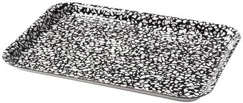 Sunumluk Mini Tepsi 20x28 Cm Siyah-Beyaz Melamin Laminat