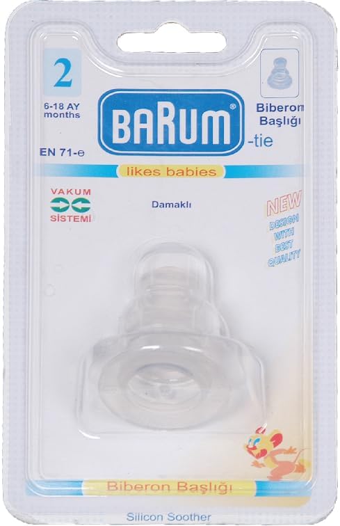 Barum Silikon Biberon Başlığı No:2 - Yavaş Akışlı, Yenidoğan ve Bebekler İçin Yedek Silikon Biberon Emziği, 6-18 ay (6-18 Ay)
