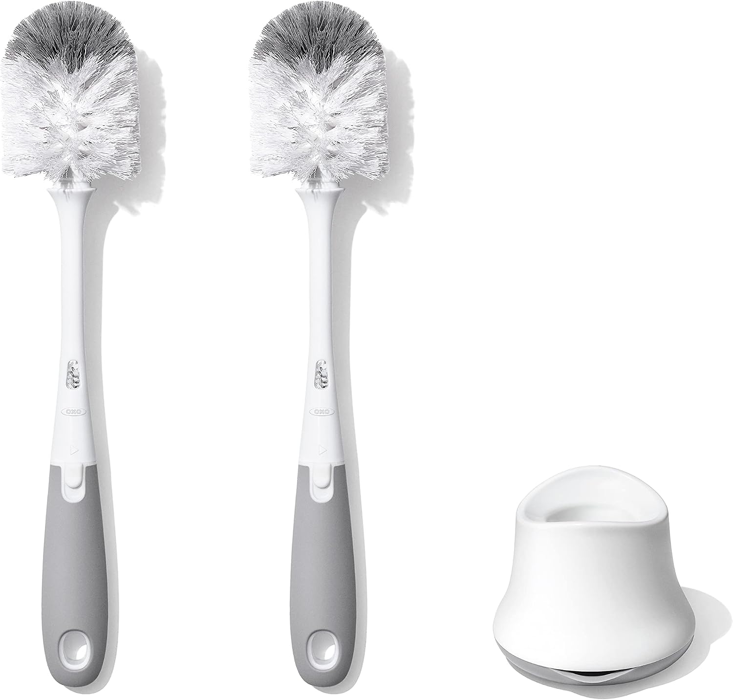 OXO - Good Grips Tot şişe fırçası, ucu temizleyici ve ayaklı – gri, 2'li paket