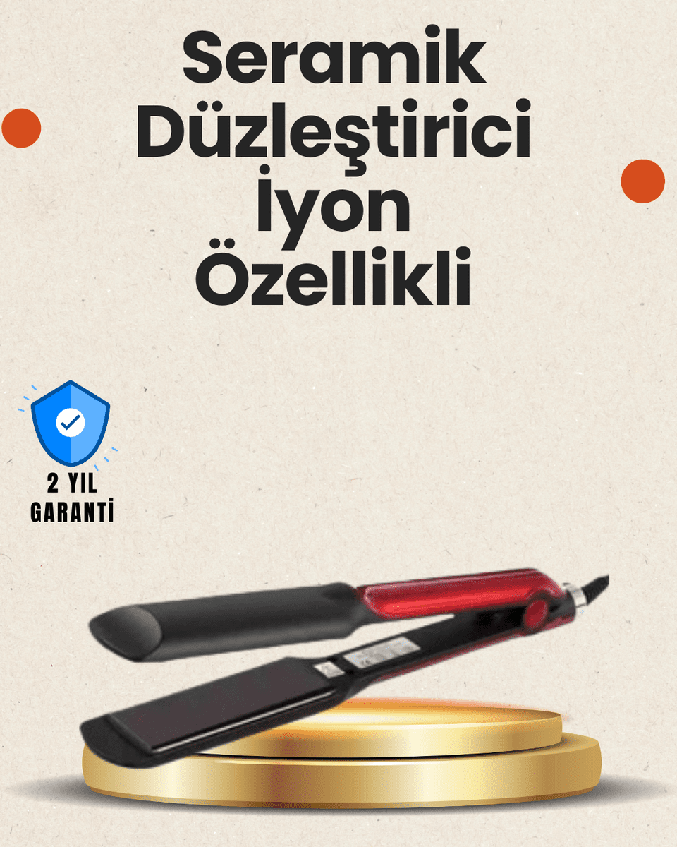 Elektriklenmeyi Azaltan İyonlu Saç Düzleştirici – Titanyum Plaka ve Şık Tasarım
