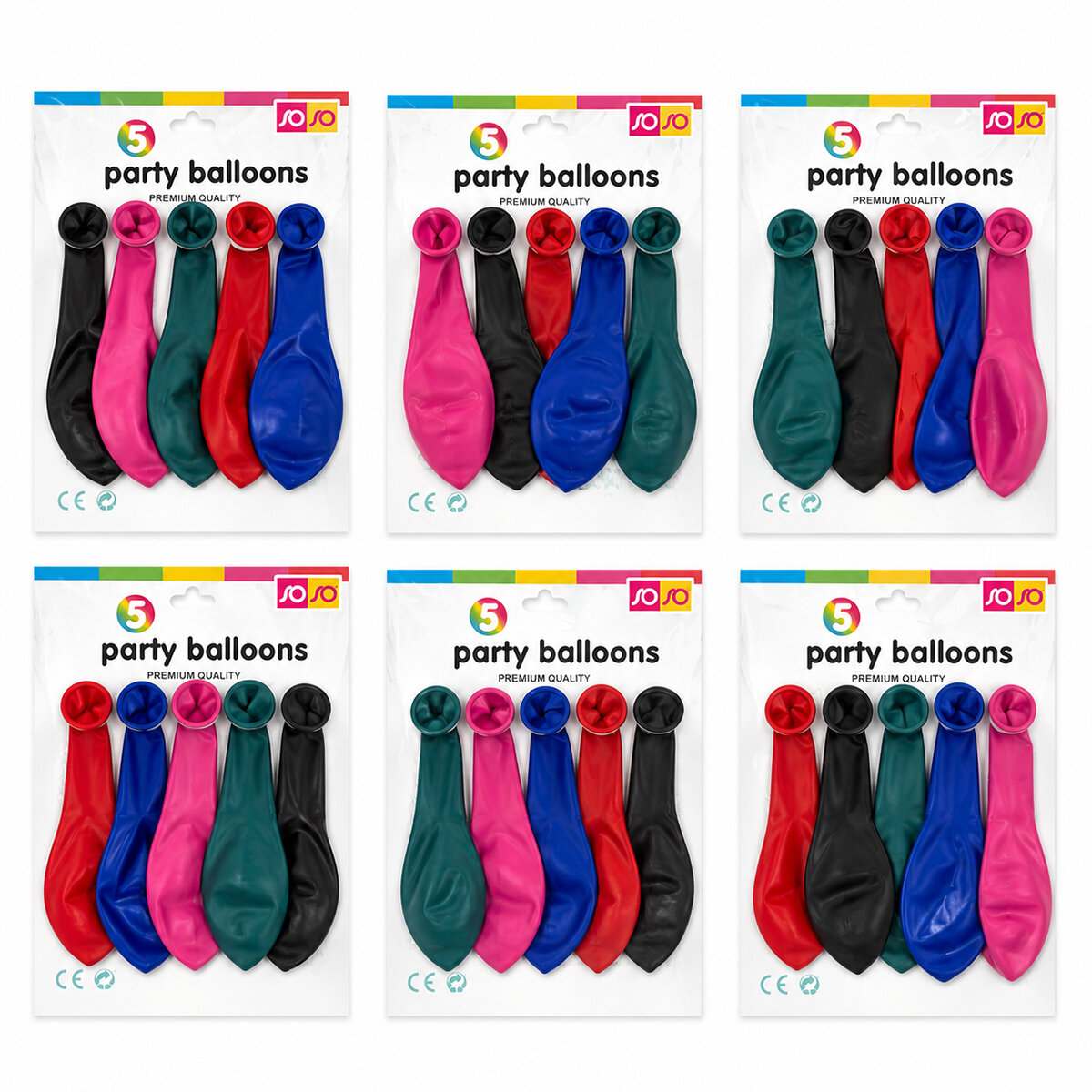 30 PAKET - 5PCS ORTA BOY RENKLİ - 30CM PARTY BALON TOPTAMDA 150 ADET BALON