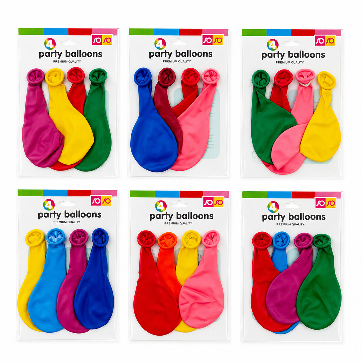 40 PAKET - 4PCS KÜÇÜK BOY RENKLİ 20CM PARTY BALON - TOPLAMDA 160 ADET BALON