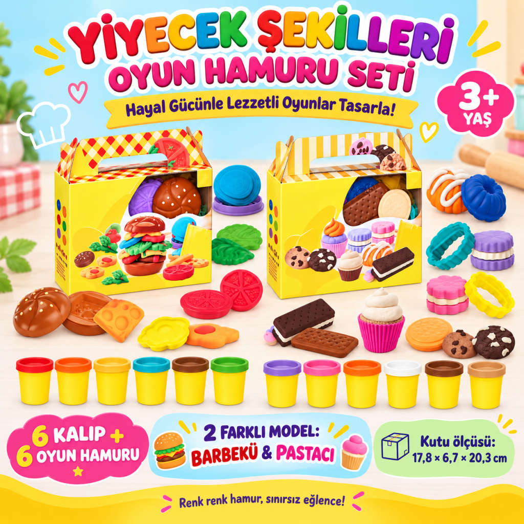 Yiyecek Şekilleri Oyun Hamuru Seti (adet fiyatıdır)