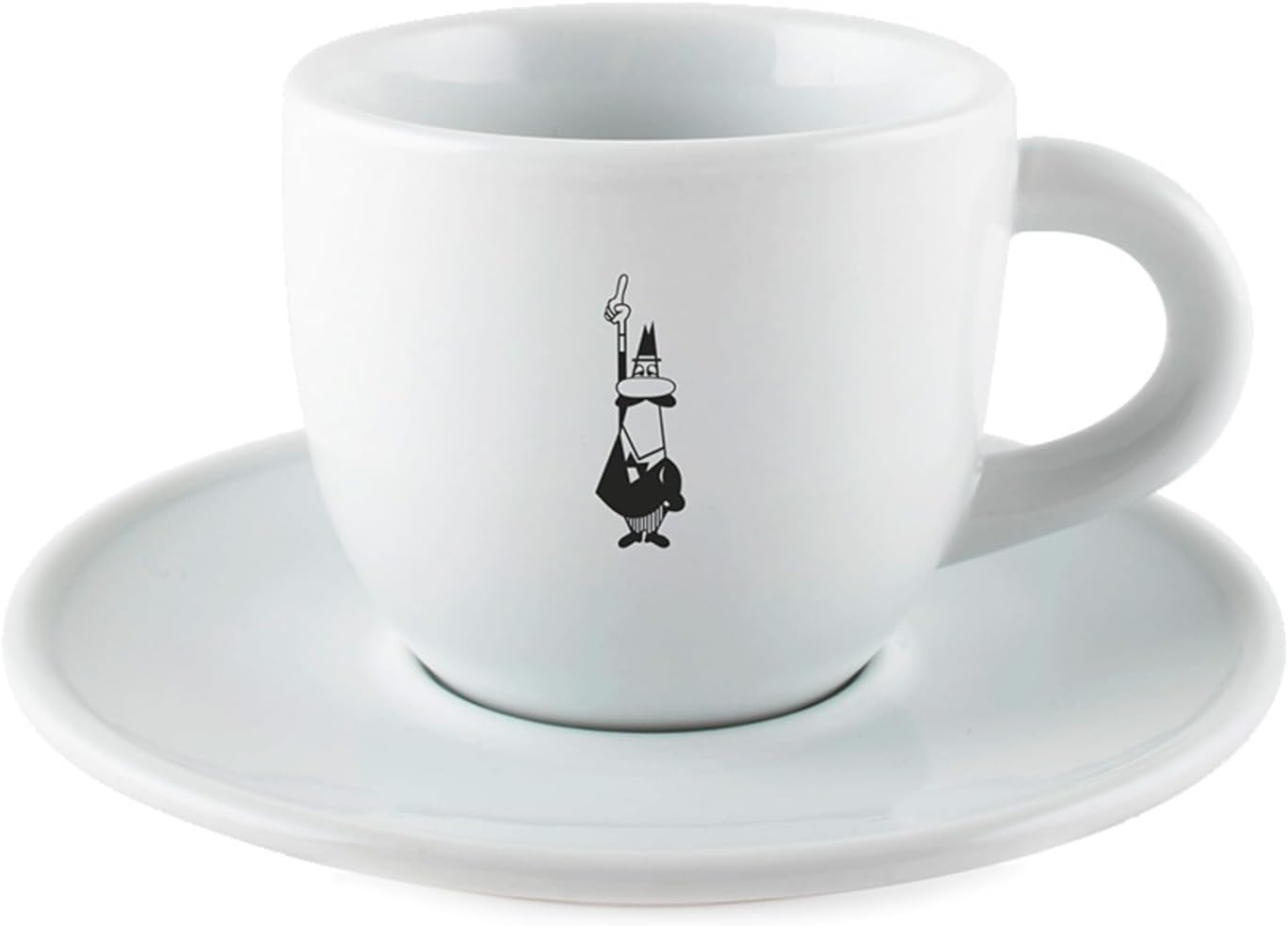 Moka Kahve Fincanı ve Tabağı - 80mL - İkonik Bıyıklı Adam Desenli - Porselen