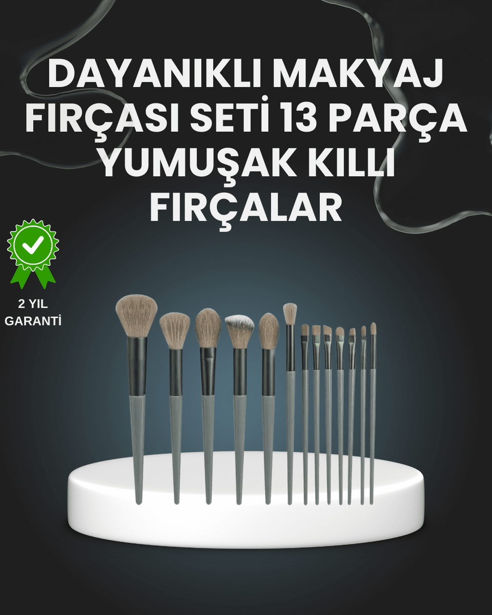 13'lü Fiber Kıllı Yumuşak Makyaj Fırçası Seti Taşınabilir ve Ergonomik Tasarım