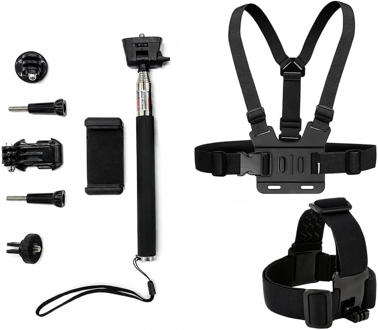 Aksiyon Kamera ve Telefon Tutucu Göğüs Askısı, Kafa Askısı, Selfie Çubuğu, 9 Parça, Gezi Seyahat ve Sürüşlerde Kullanmak için Insta360 X3, X2, X4, X5, ONE RS, GO 3, Evo ile Uyumlu | KGB9