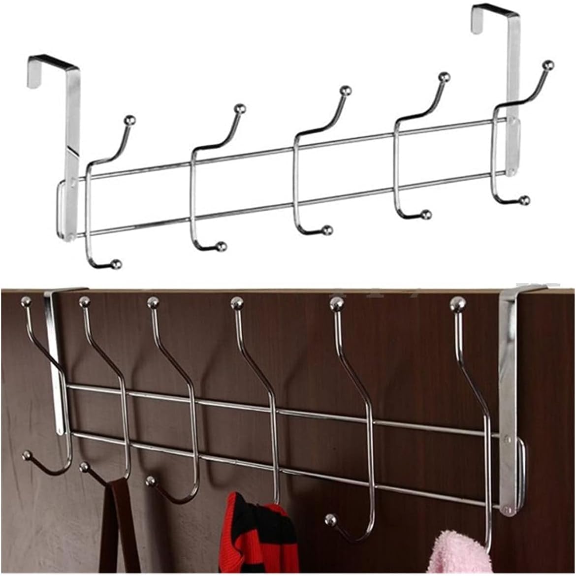 12'Li Kapı Arkası Metal Askı,Amerikan Kapı Arkası Askılık,Banyo,Mutfak,Yatak Odası İçin Kapı Arkasına Takılan Krom Askı (1)