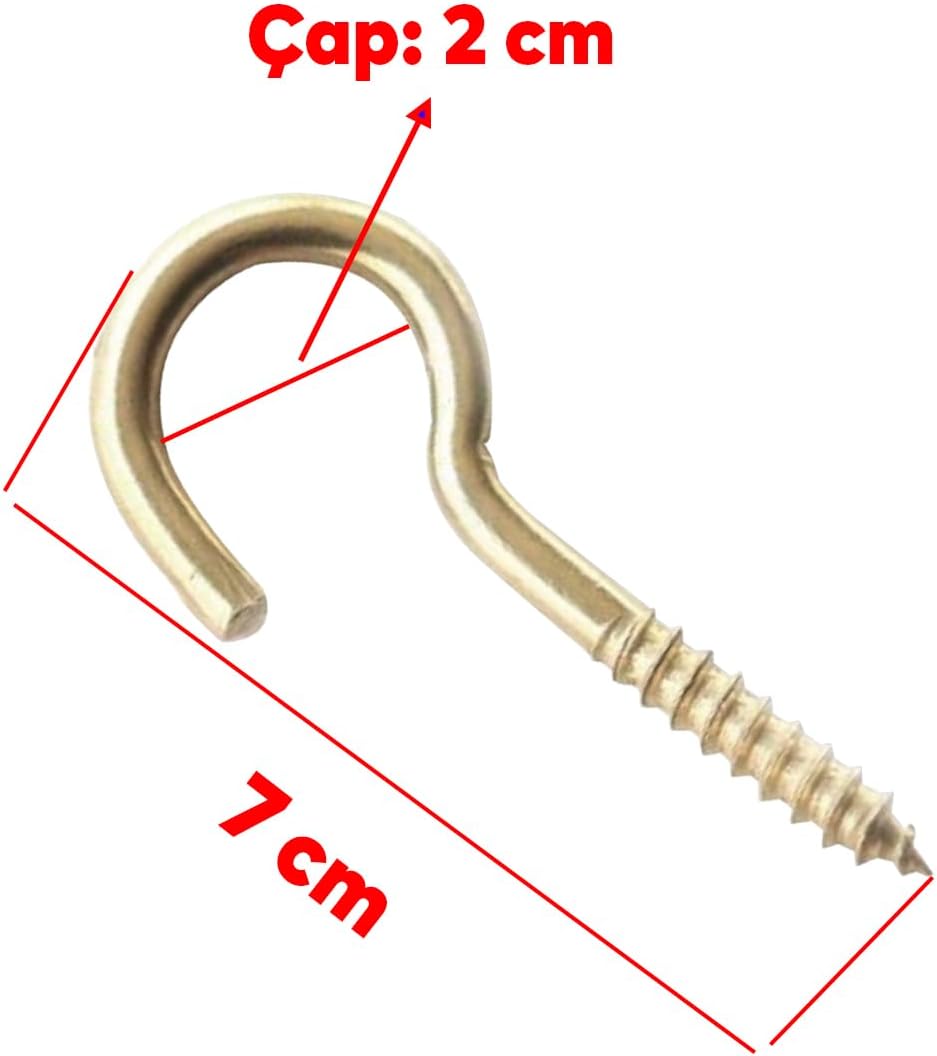 Metal Piton Vidalı Gerdirme 21x100 Çekme Kaldırma Tavan Açık Ağız Kancalı Avize Asma Kiti 5 Adet
