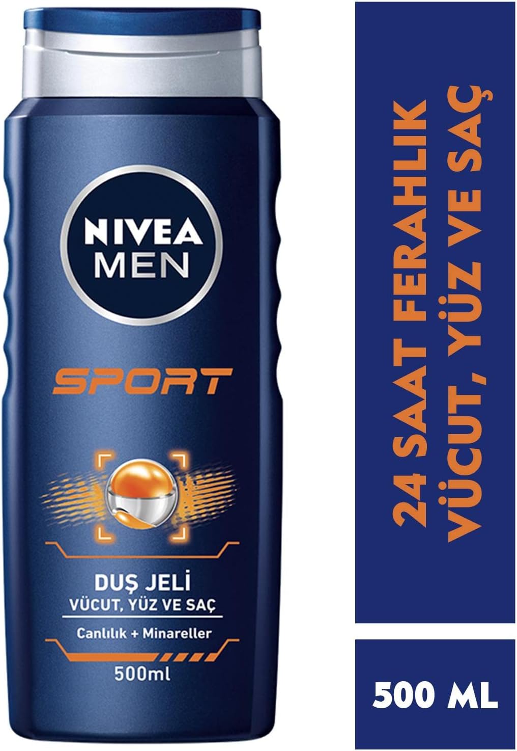 MEN Erkek Sports Duş Jeli, 500 ml, 3ü 1 Arada Kullanım, Vücut, Yüz ve Saç, 24 Saat Ferahlık, Enerji Veren Koku
