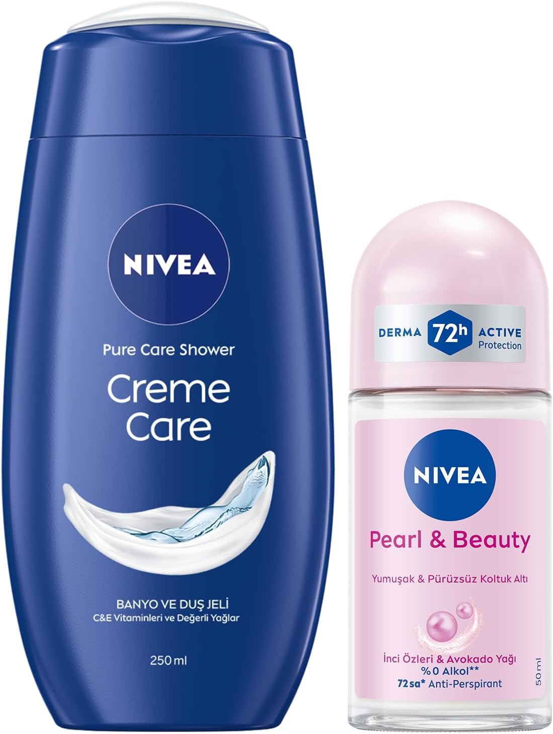 Creme Care Nemlendirici Duş Jeli 250ml ve Rollon Deodorant Pearl&Beauty 50ml, 72Saat Anti-perspirant