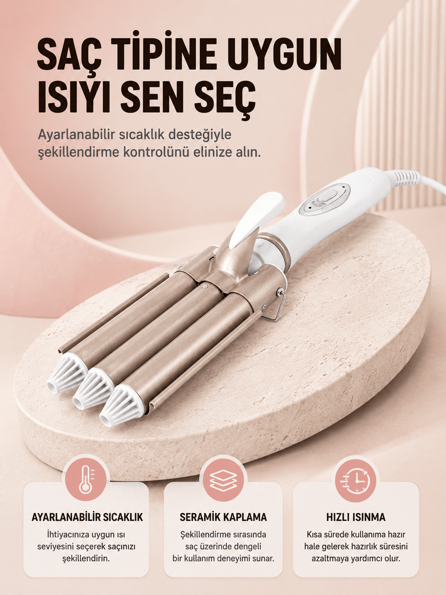 Her Saç Tipine Uygun, Hızlı Isınan Bukle Yapıcı – Evde Kuaför Kalitesinde Sonuç Yeni Nesil