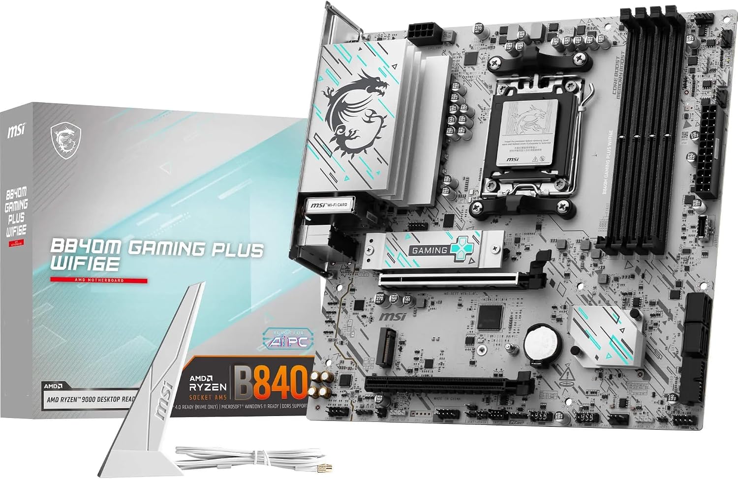 PRO B840M GAMING PLUS WIFI6E DDR5 HDMI PCIe 16X v4.0 AM5 mATX