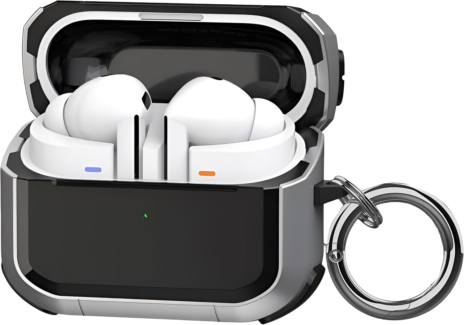 Samsung Galaxy Buds 3 Pro, Buds 3 ve Buds 3 FE ile Uyumlu Darbelere Karşı Ultra Güçlü Çift Renkli Sert Kenarlı Mat Silikon Kılıf (Gri, Galaxy Buds 3 Pro/3/3 FE)