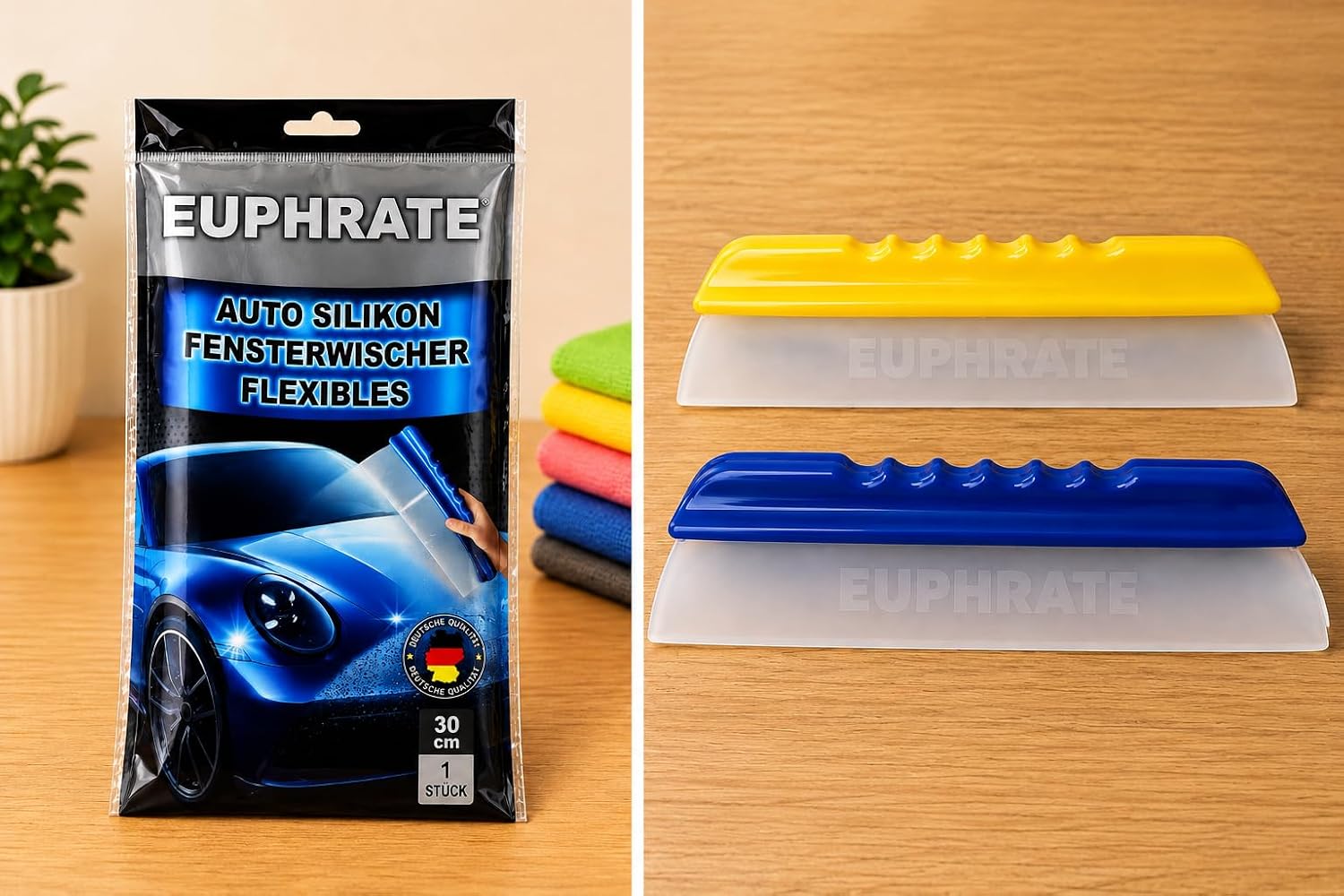 EUPHRATE 30 cm Silikon Flexıbles Oto Cam ve Kaporta Sileceği – Araç Camı Su Çekçek Aparatı – Pratik Kurulama ve Temizlik Aparatı