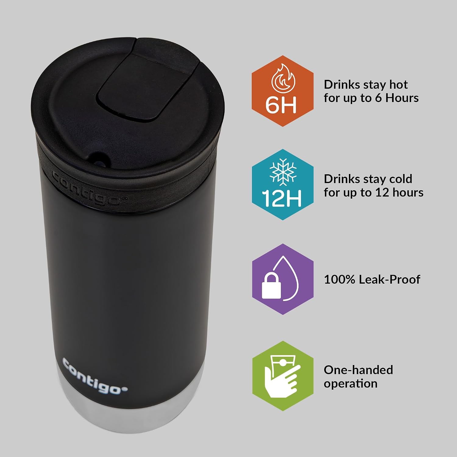 Huron Pro Snapseal Termos Bardak 470 mL Siyah