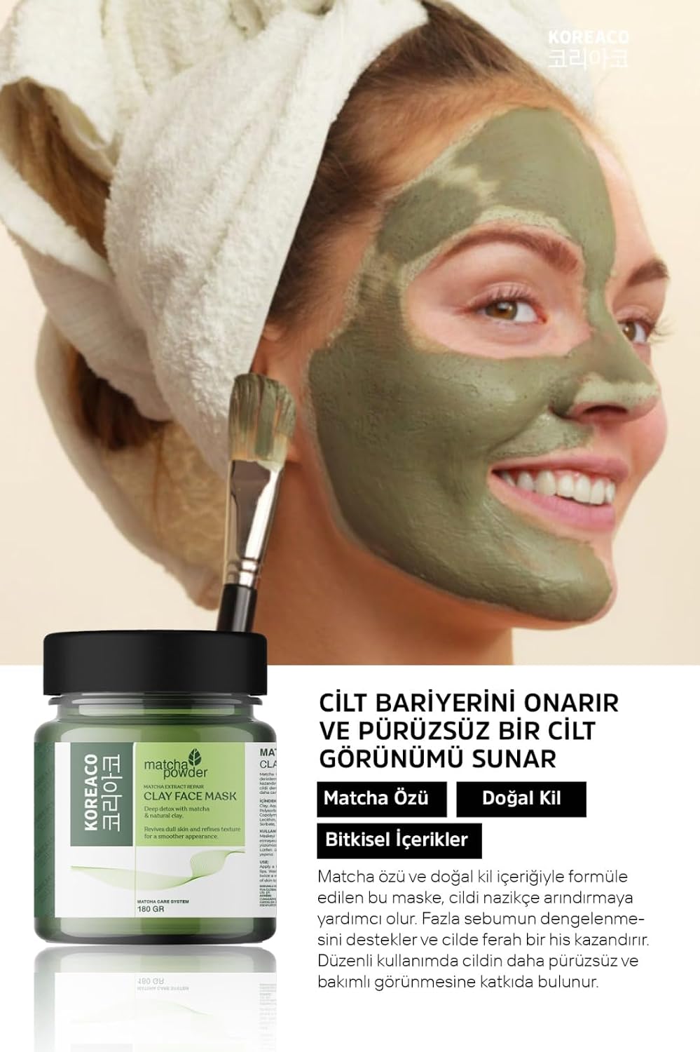 Matcha Mucize Yüz Kil Maskesi | Pürüzsüzleştirici Arındırıcı Canlandırıcı 150 ml / 5.07 fl.oz