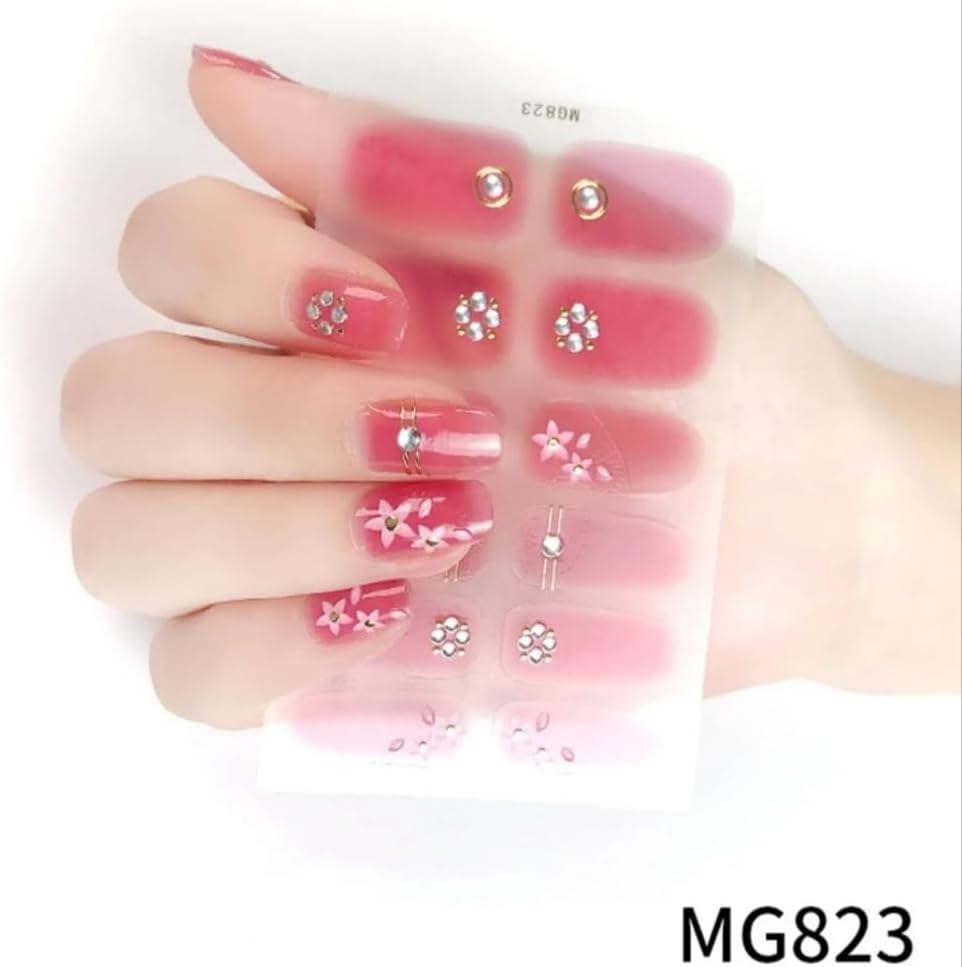Tırnak Oje Sticker Nail Art Set MG823, Çiçek Desenli 12'li