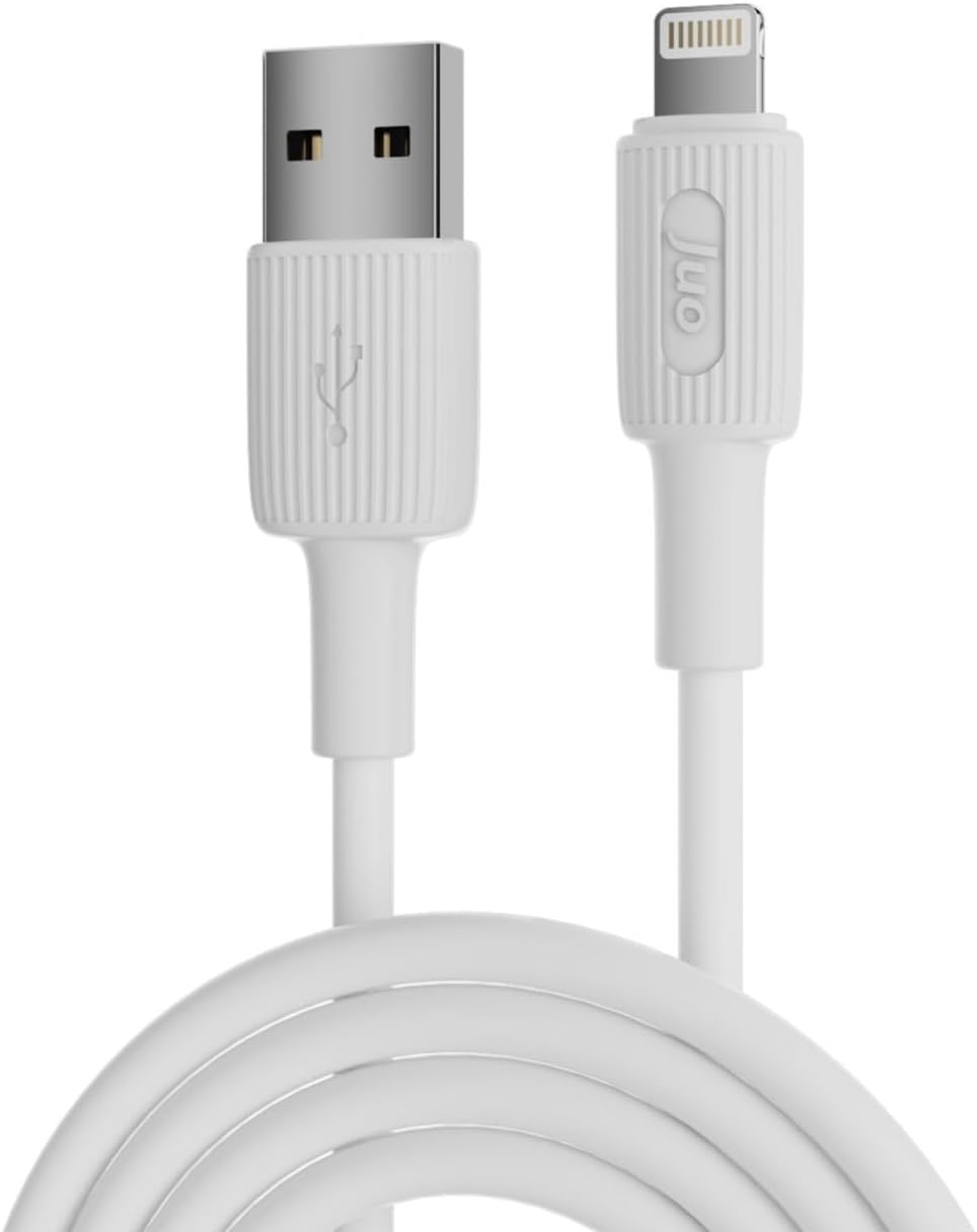 12W 2.4A USB-A to Lightning iPhone iPad ile Uyumlu Silikon Hızlı Şarj ve Data Kablosu Beyaz 1 Metre