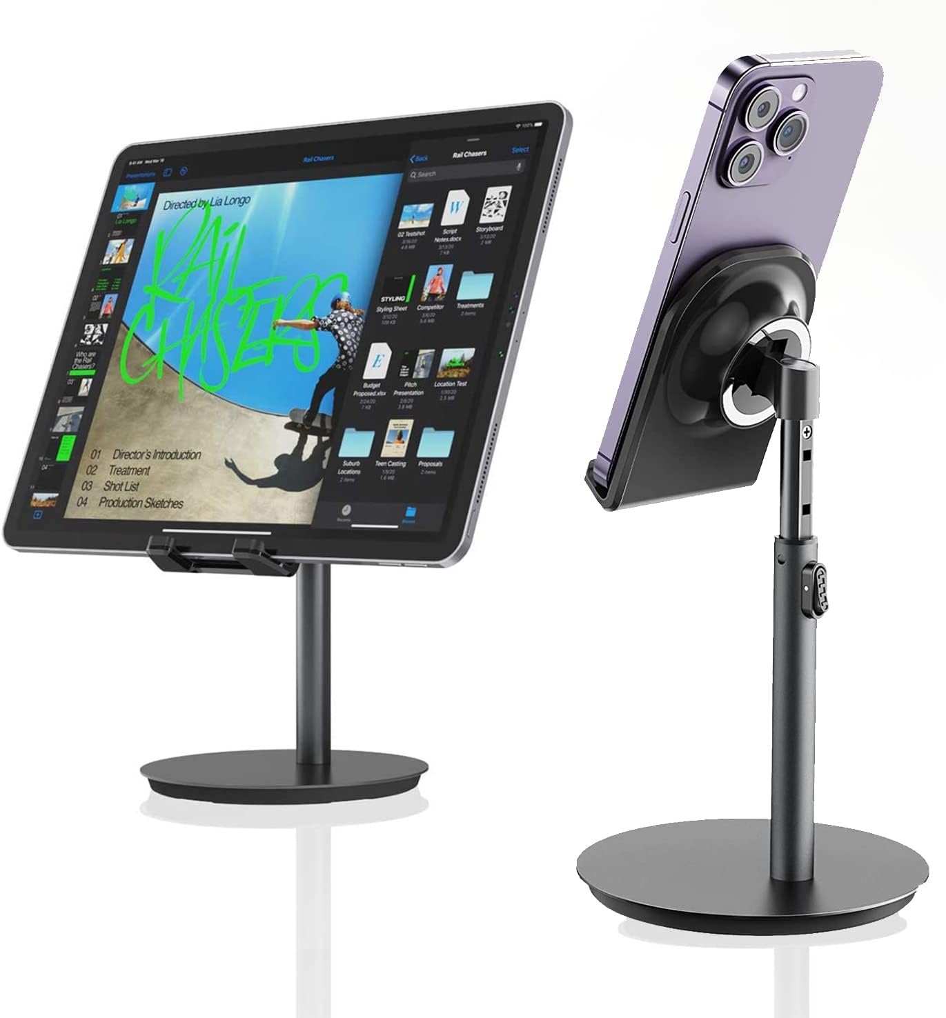 Saiji S1-II Masa için Cep Telefonu & Tablet Standı, Ayarlanabilir Yükseklik Açısı, iPhone, iPad, Samsung vb. Tüm 4''-11''Ekranlar için Uyumludur. Siyah